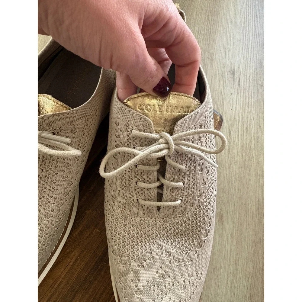 Cole Haan Womens 2.ZEROGRAND Stitchlite Wingtip Oxfords Beige Gold Size 10